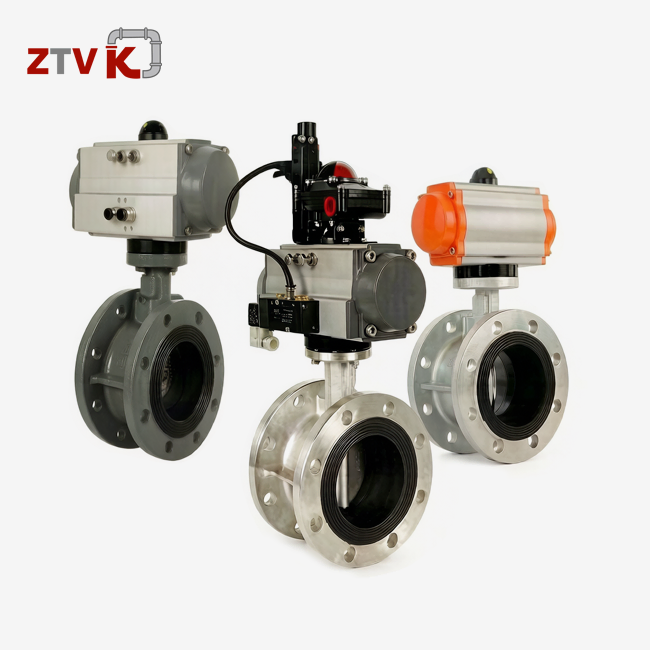 flanged butterfly valve with pneumatic actuator